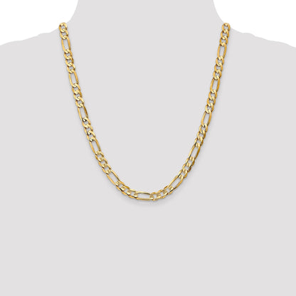 22 Inch 10K 6.75mm Concave Figaro Chain Necklace