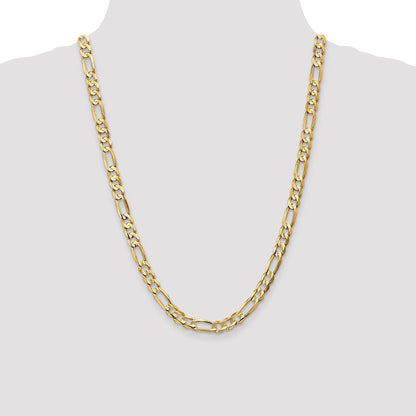 24 Inch 10K 6.75mm Concave Figaro Chain Necklace