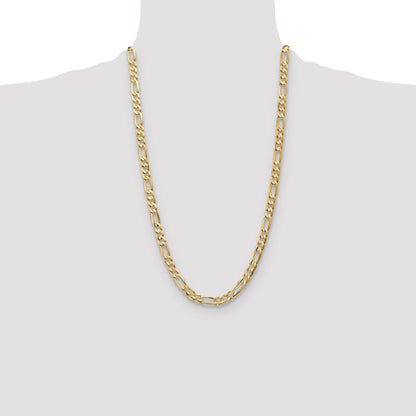 26 Inch 10K Yellow Gold 6.75mm Concave Figaro Chain Necklace