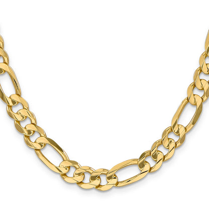 24 Inch 10K 8.75mm Concave Figaro Chain Necklace