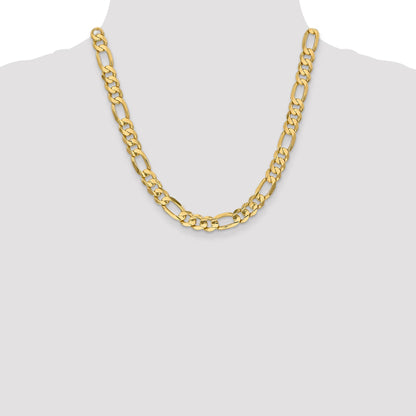 20 Inch 10K 8.75mm Concave Figaro Chain Necklace