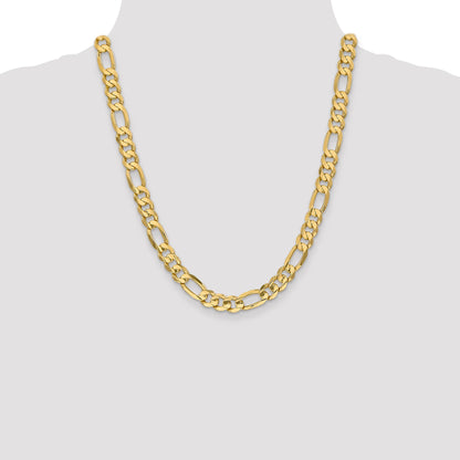 22 Inch 10K 8.75mm Concave Figaro Chain Necklace