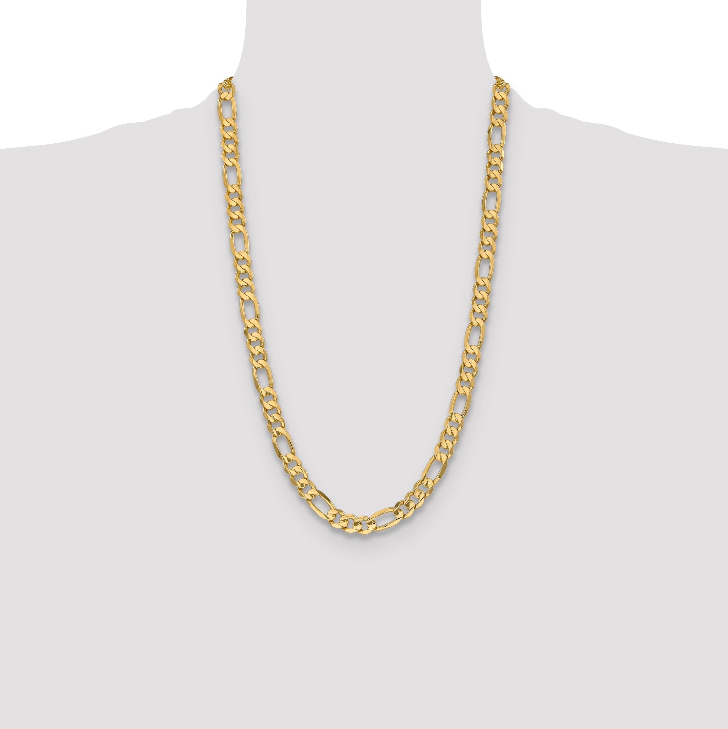 26 Inch 10K Yellow Gold 8.75mm Concave Figaro Chain Necklace