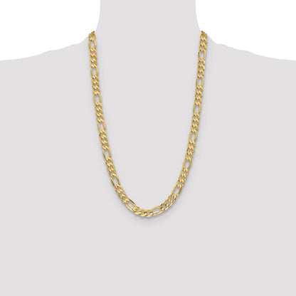 26 Inch 10K Yellow Gold 8.75mm Concave Figaro Chain Necklace