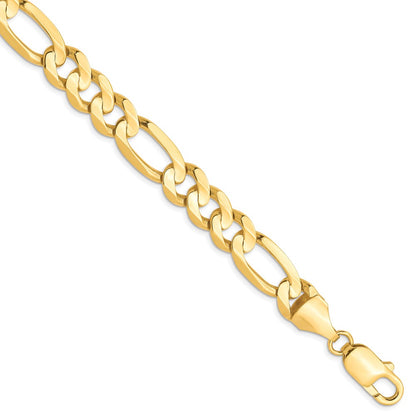 8 Inch 10K 8.75mm Concave Figaro Chain Bracelet