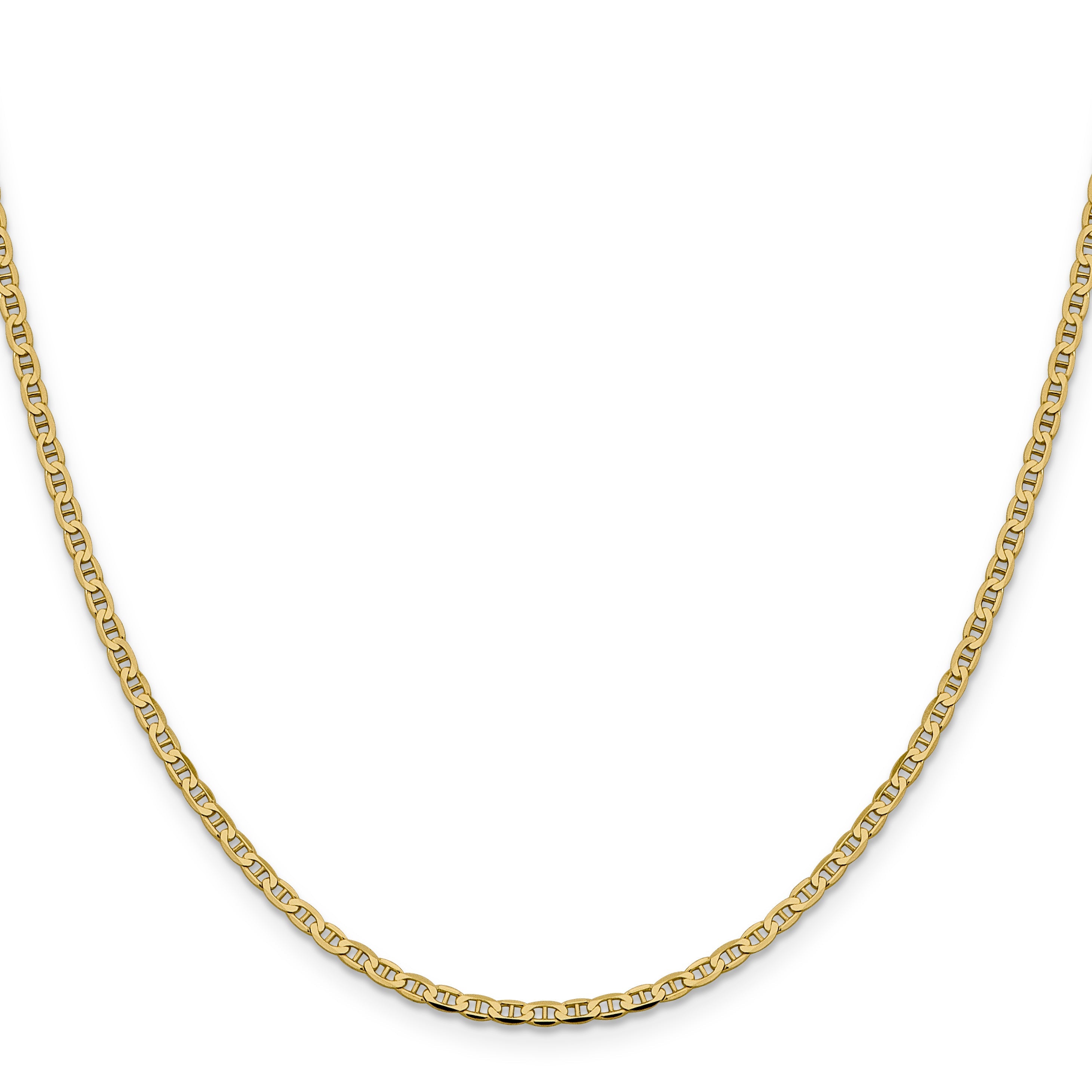 20 Inch 10K 2.4mm Flat Anchor Chain Necklace