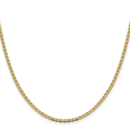 24 Inch 10K 2.4mm Flat Anchor Chain Necklace