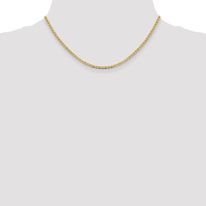 16 Inch 10K 2.4mm Flat Anchor Chain Necklace