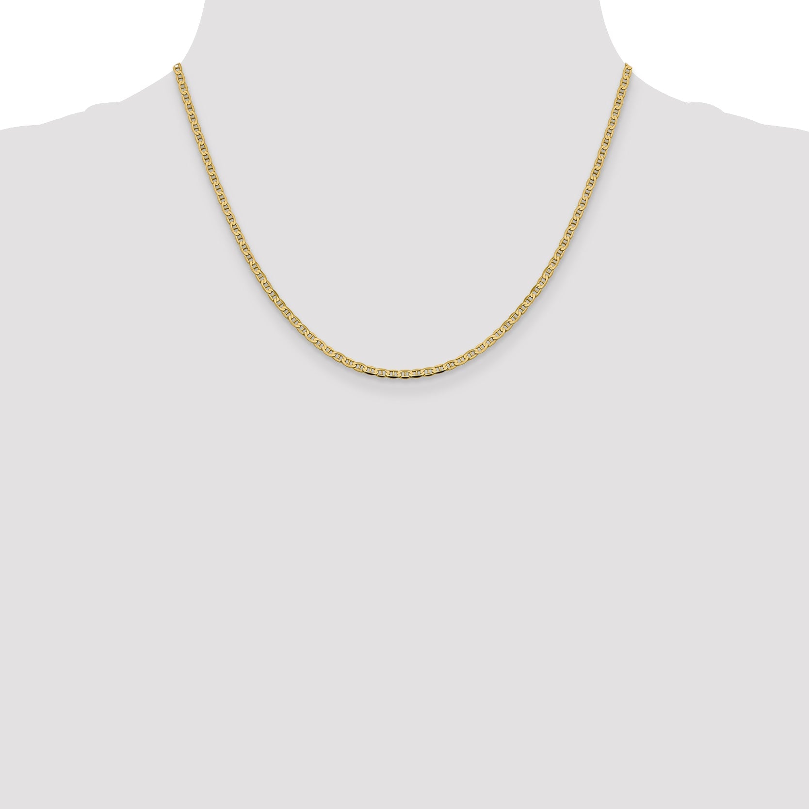 18 Inch 10K 2.4mm Flat Anchor Chain Necklace