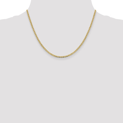 18 Inch 10K 2.4mm Flat Anchor Chain Necklace