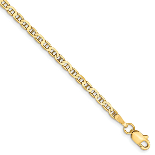 8 Inch 10K 2.4mm Flat Anchor Chain Bracelet