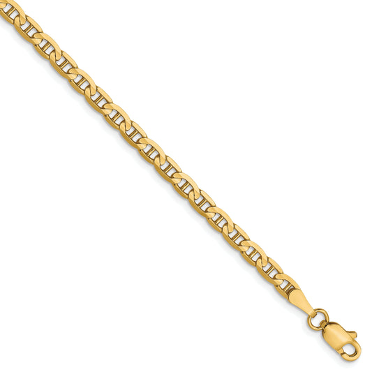 8 Inch 10K 3mm Concave Anchor Chain Bracelet
