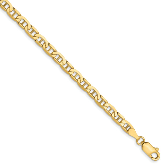 8 Inch 10K 3.75mm Concave Anchor Chain Bracelet
