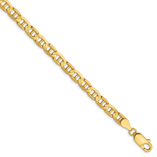 8 Inch 10K 4.5mm Concave Anchor Chain Bracelet