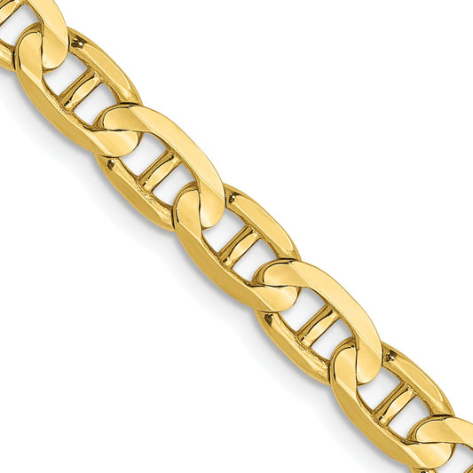 24 Inch 10K 4.5mm Concave Anchor Chain Necklace