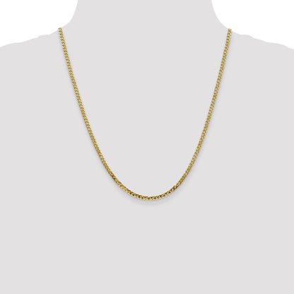 22 Inch 10K 2.4mm Flat Beveled Curb Chain Necklace