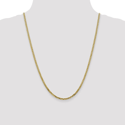 24 Inch 10K 2.4mm Flat Beveled Curb Chain Necklace