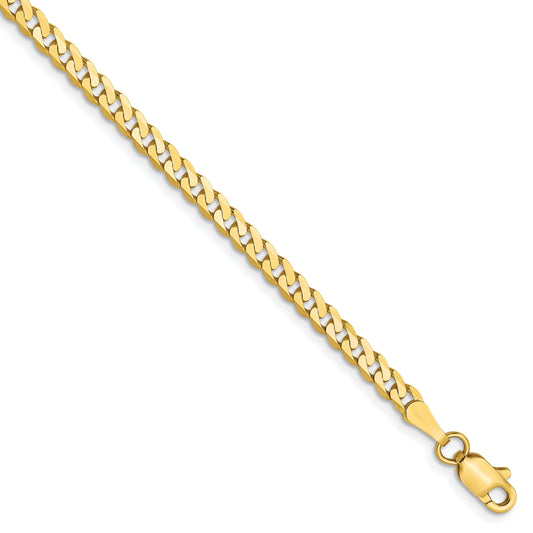 7 Inch 10K 2.4mm Flat Beveled Curb Chain Bracelet
