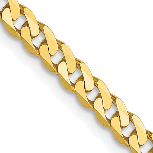 18 Inch 10K 2.4mm Flat Beveled Curb Chain Necklace