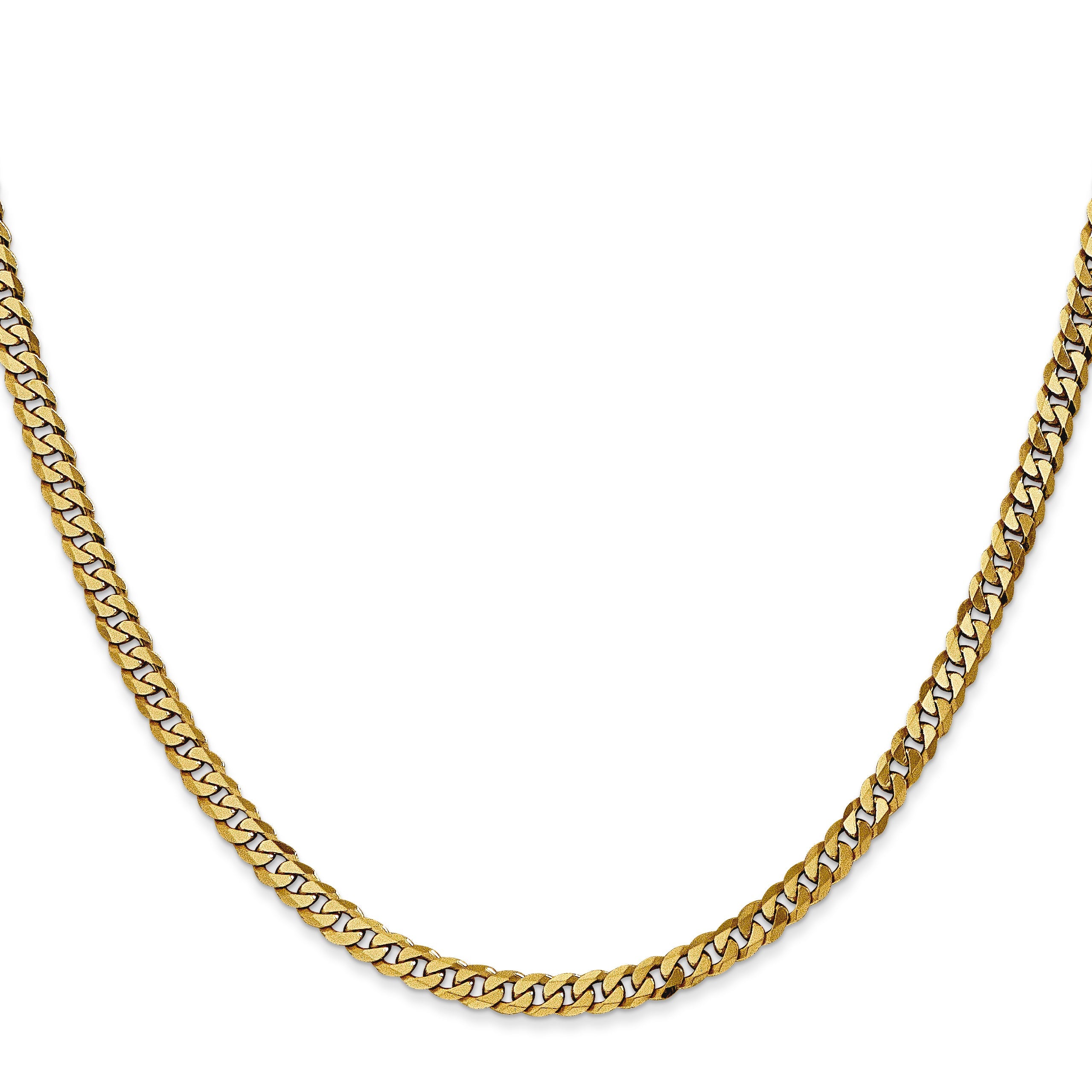20 Inch 10K 3.9mm Flat Beveled Curb Chain Necklace
