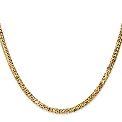 24 Inch 10K 3.9mm Flat Beveled Curb Chain Necklace