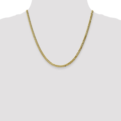 20 Inch 10K 3.9mm Flat Beveled Curb Chain Necklace