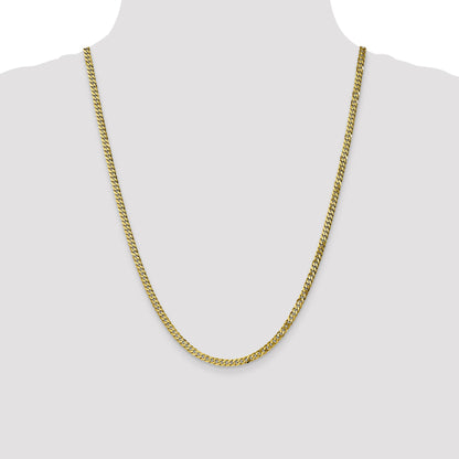 24 Inch 10K 3.9mm Flat Beveled Curb Chain Necklace