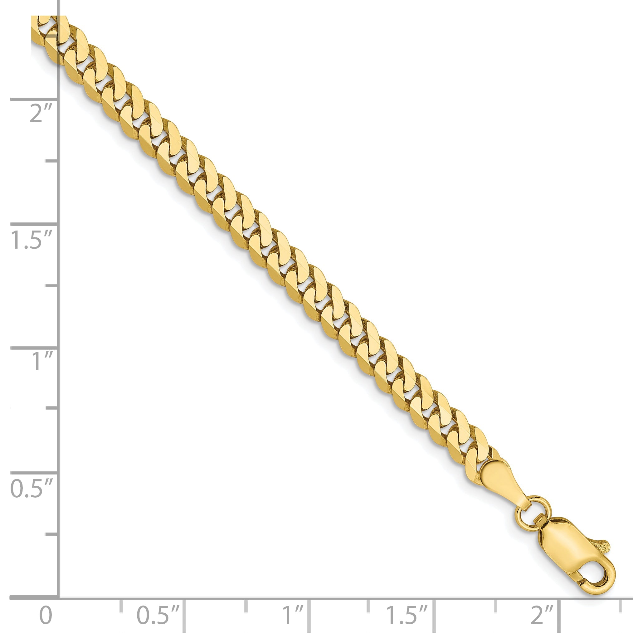 8 Inch 10K 3.9mm Flat Beveled Curb Chain Bracelet
