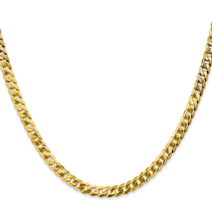 22 Inch 10K 4.6mm Flat Beveled Curb Chain Necklace