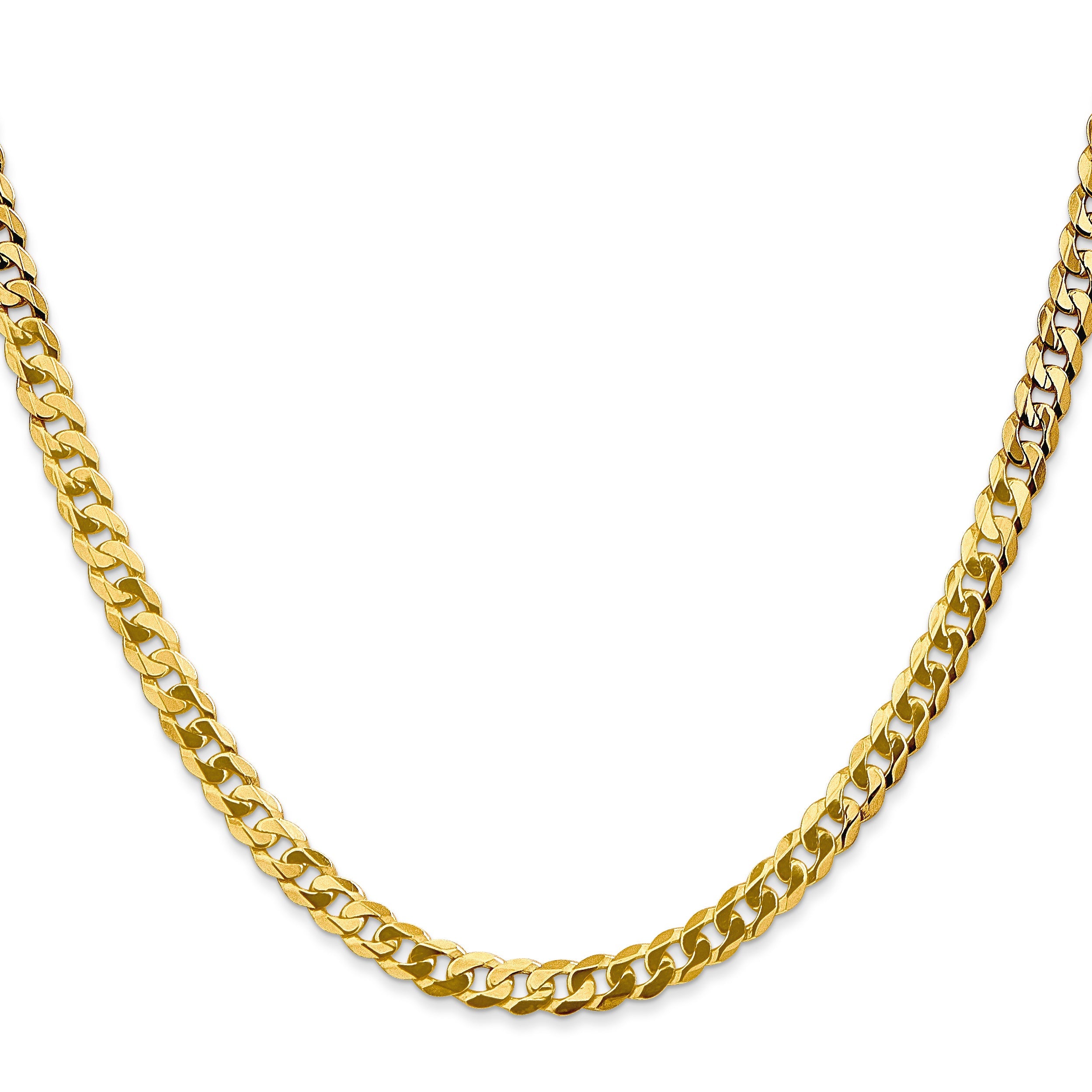 20 Inch 10K 4.6mm Flat Beveled Curb Chain Necklace
