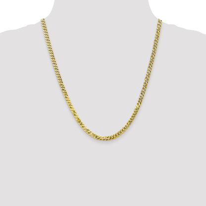 22 Inch 10K 4.6mm Flat Beveled Curb Chain Necklace
