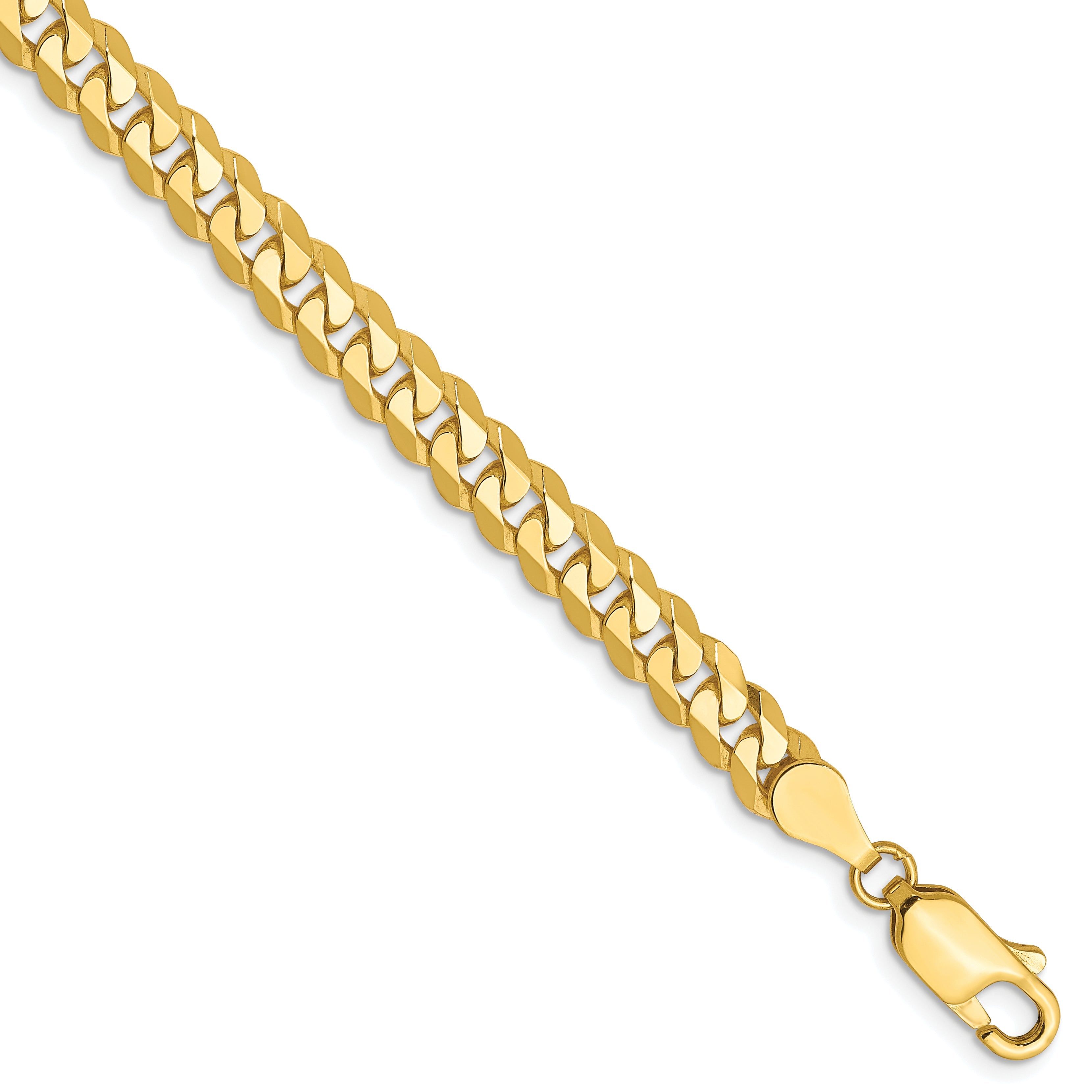 9 Inch 10K 4.6mm Flat Beveled Curb Chain Bracelet