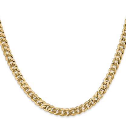 22 Inch 10K 5.75mm Flat Beveled Curb Chain Necklace