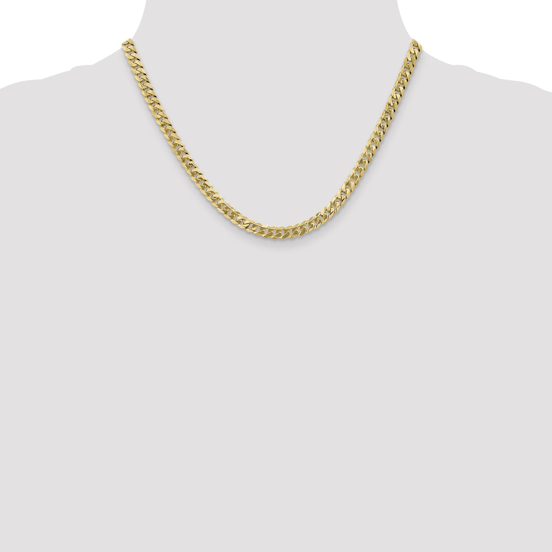 18 Inch 10K 5.75mm Flat Beveled Curb Chain Necklace