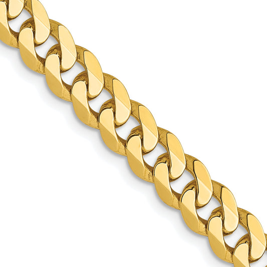 18 Inch 10K 5.75mm Flat Beveled Curb Chain Necklace