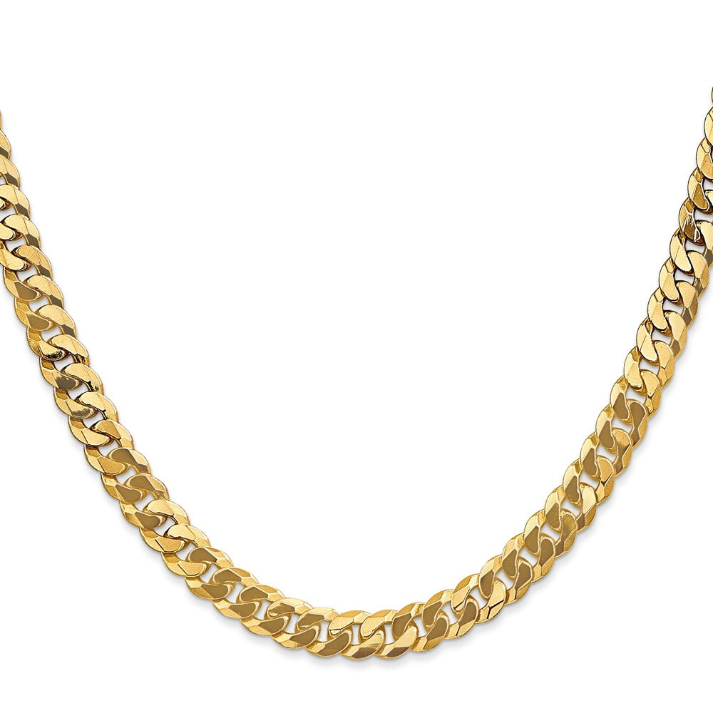 22 Inch 10K 6.1mm Flat Beveled Curb Chain Necklace