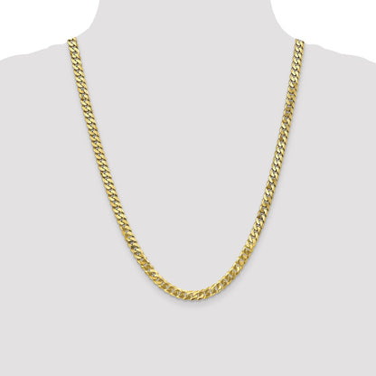 24 Inch 10K 6.1mm Flat Beveled Curb Chain Necklace
