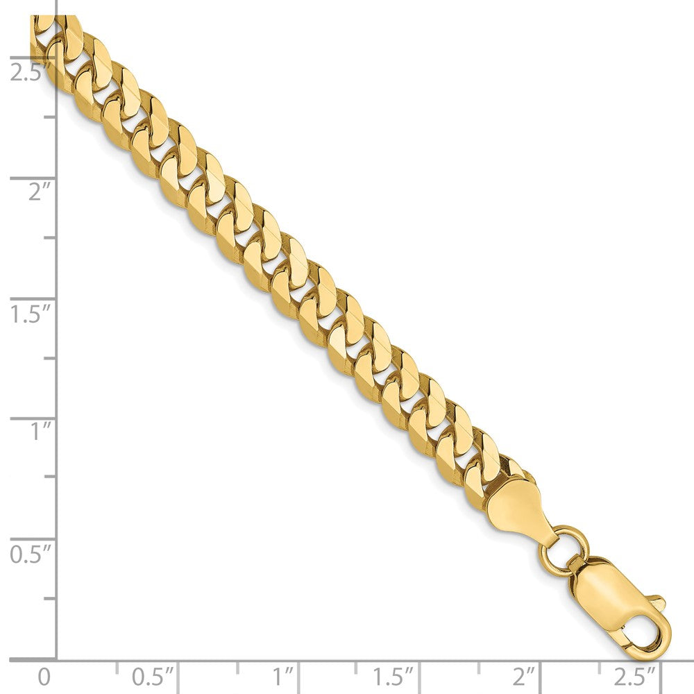 9 Inch 10K 6.1mm Flat Beveled Curb Chain Bracelet