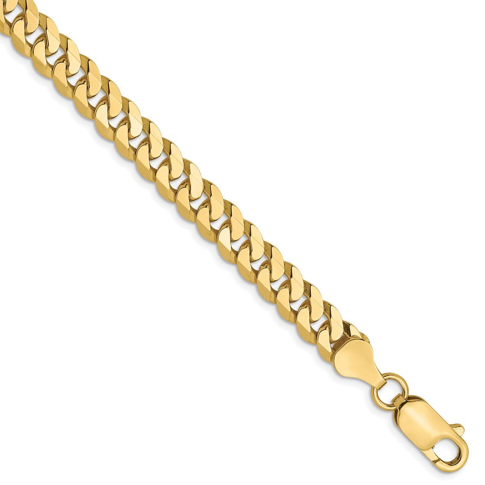 8 Inch 10K 6.1mm Flat Beveled Curb Chain Bracelet