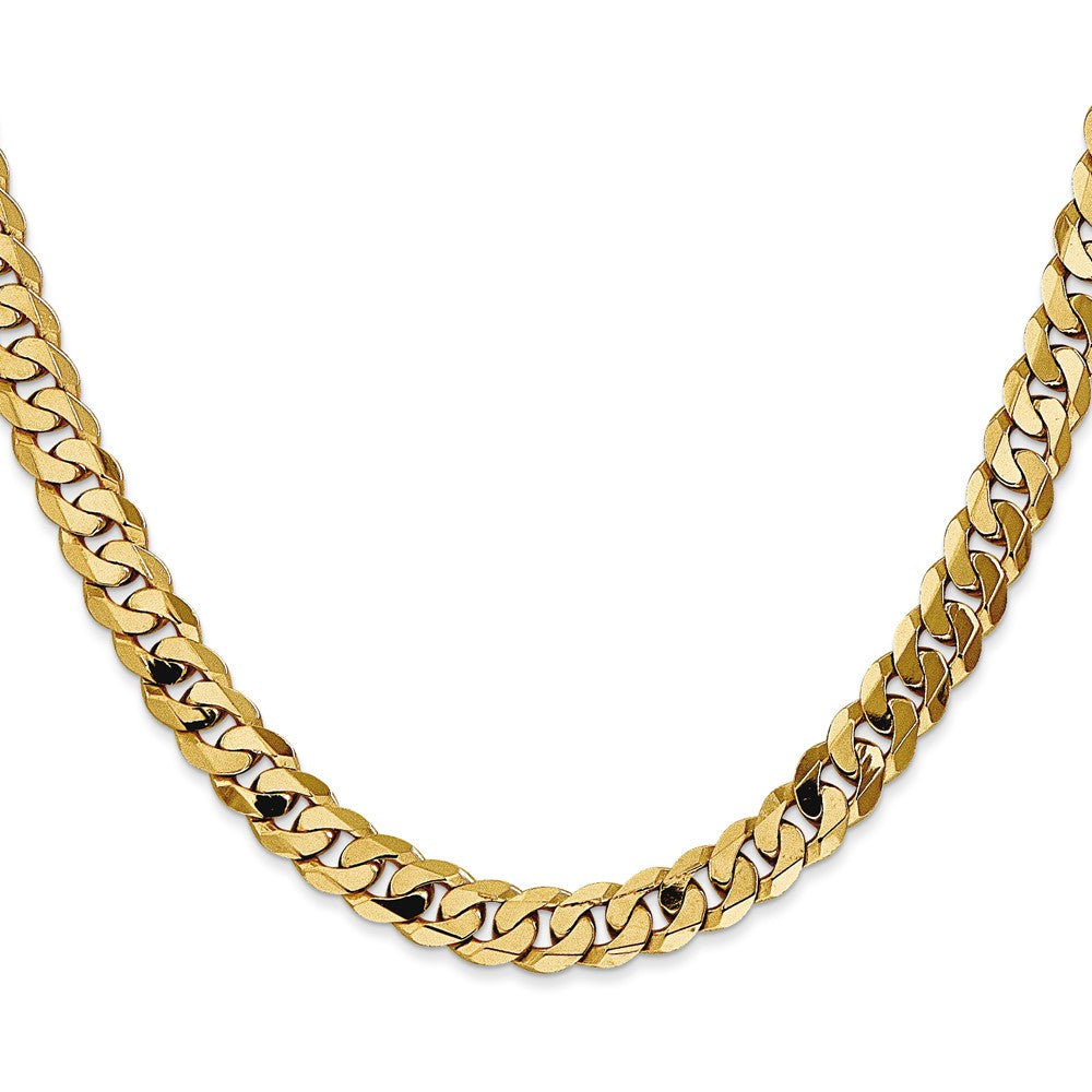 18 Inch 10K 7.25mm Flat Beveled Curb Chain Necklace