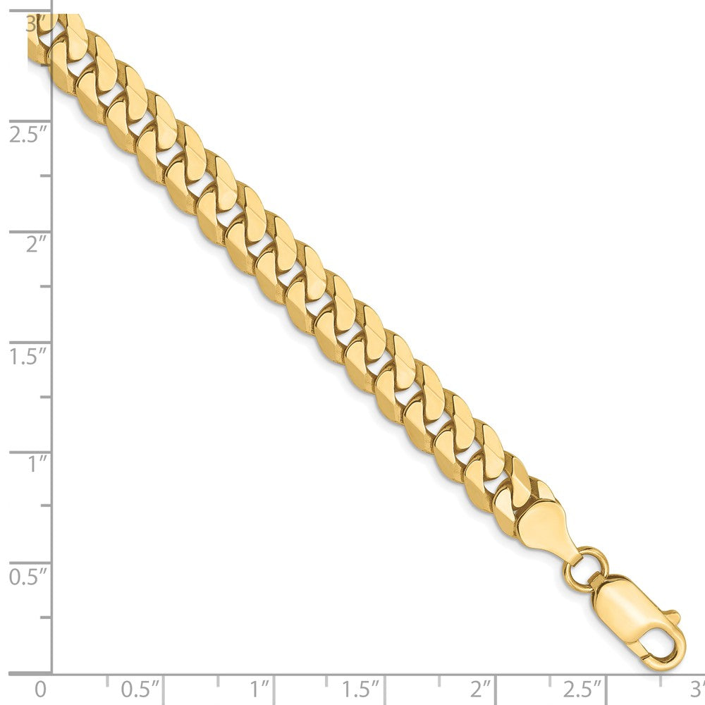8 Inch 10K 7.25mm Flat Beveled Curb Chain Bracelet