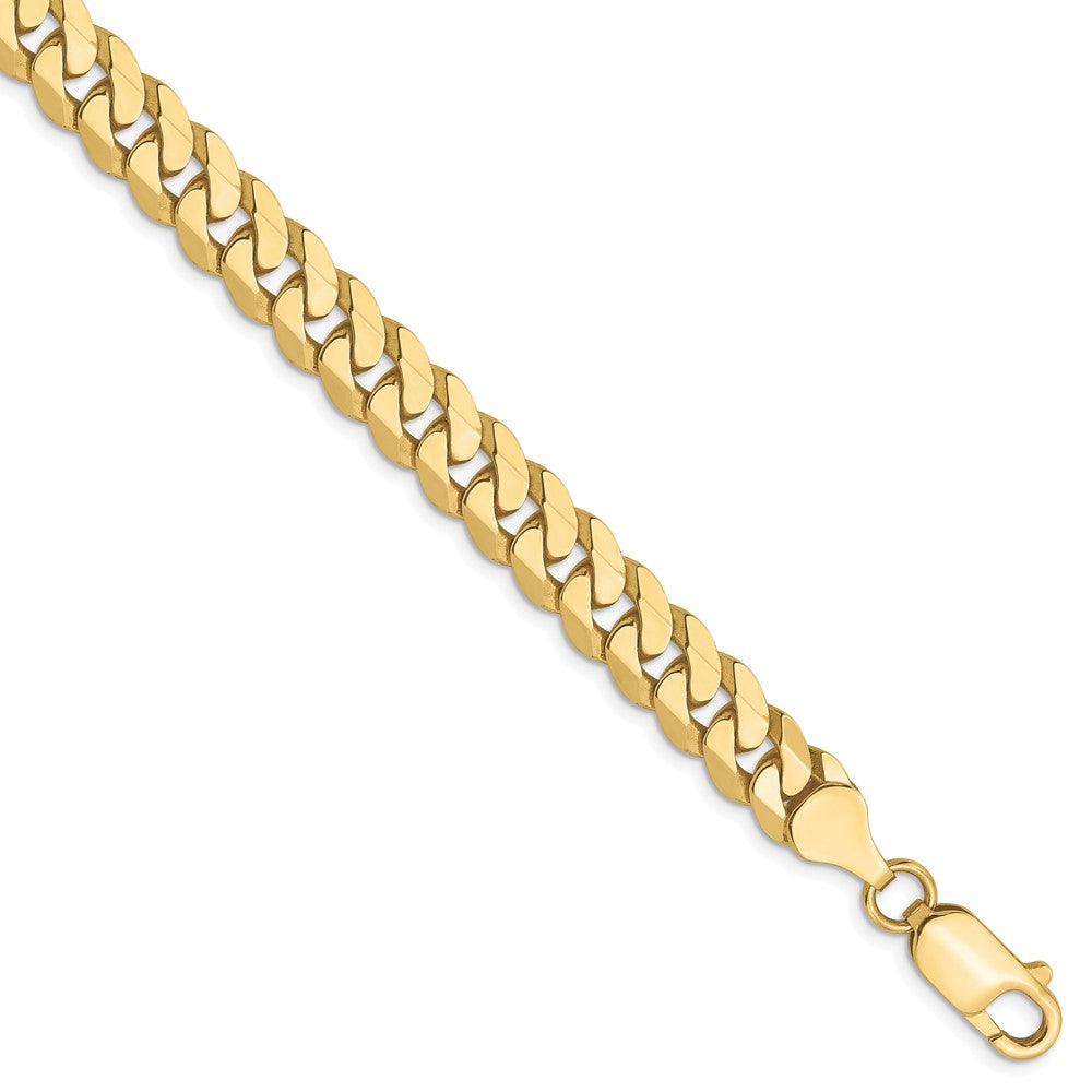 8 Inch 10K 7.25mm Flat Beveled Curb Chain Bracelet