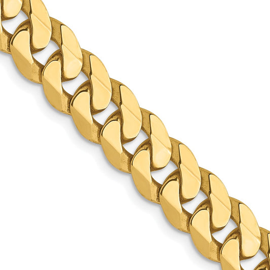 20 Inch 10K 7.25mm Flat Beveled Curb Chain Necklace