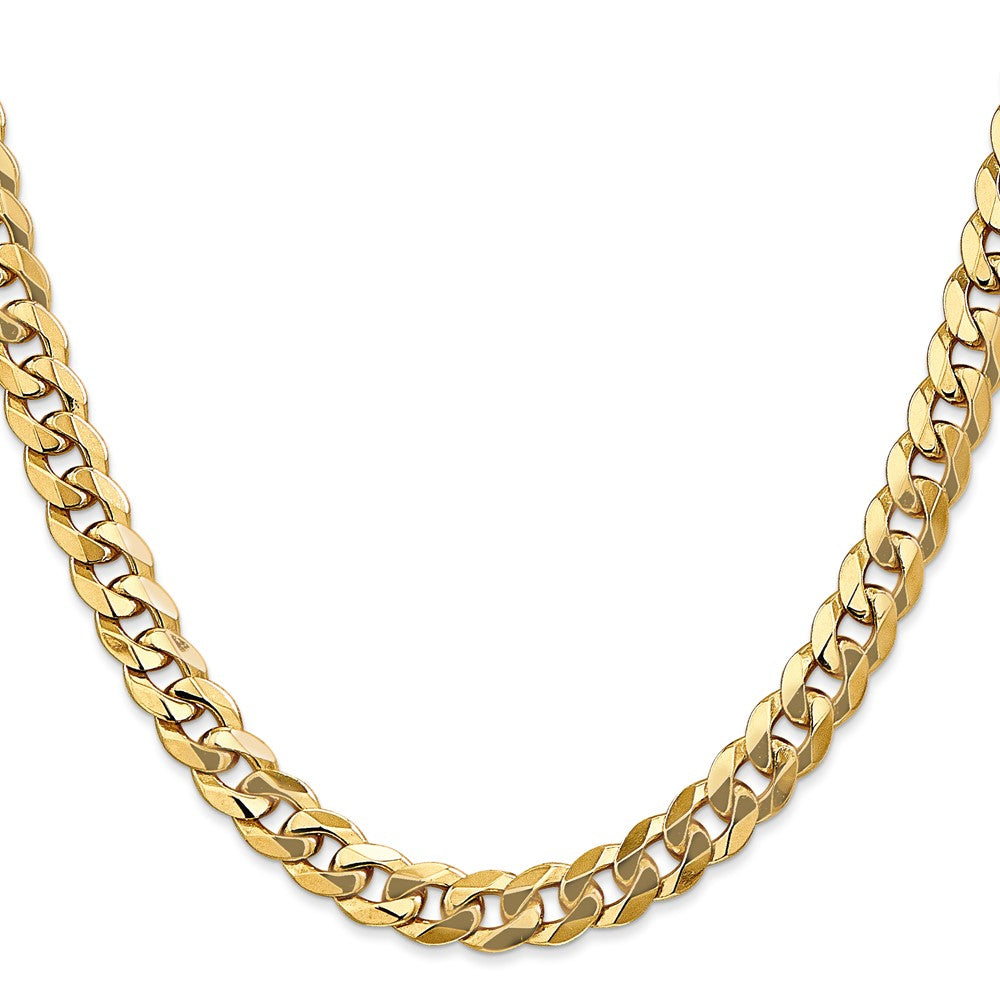 20 Inch 10K 8mm Flat Beveled Curb Chain Necklace