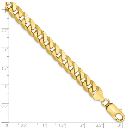 9 Inch 10K 8mm Flat Beveled Curb Chain Bracelet