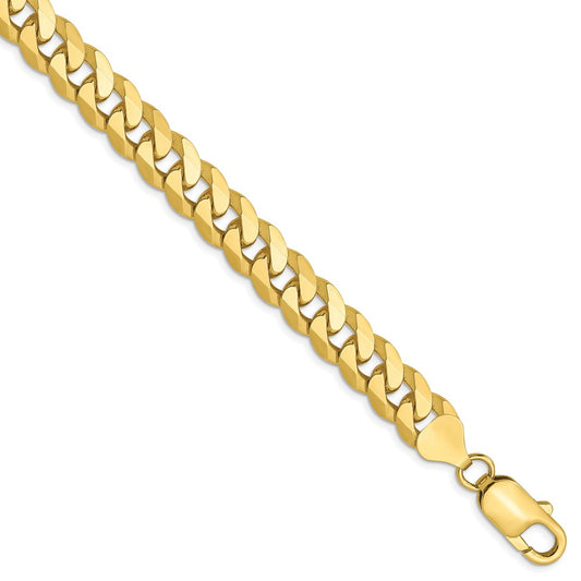 8 Inch 10K 8mm Flat Beveled Curb Chain Bracelet