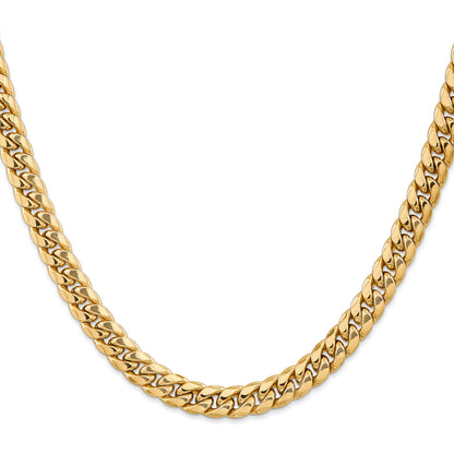 26 Inch 10K 7.3mm Semi-Solid Miami Cuban Chain Necklace