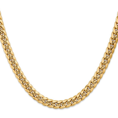 22 Inch 10K 7.3mm Semi-Solid Miami Cuban Chain Necklace