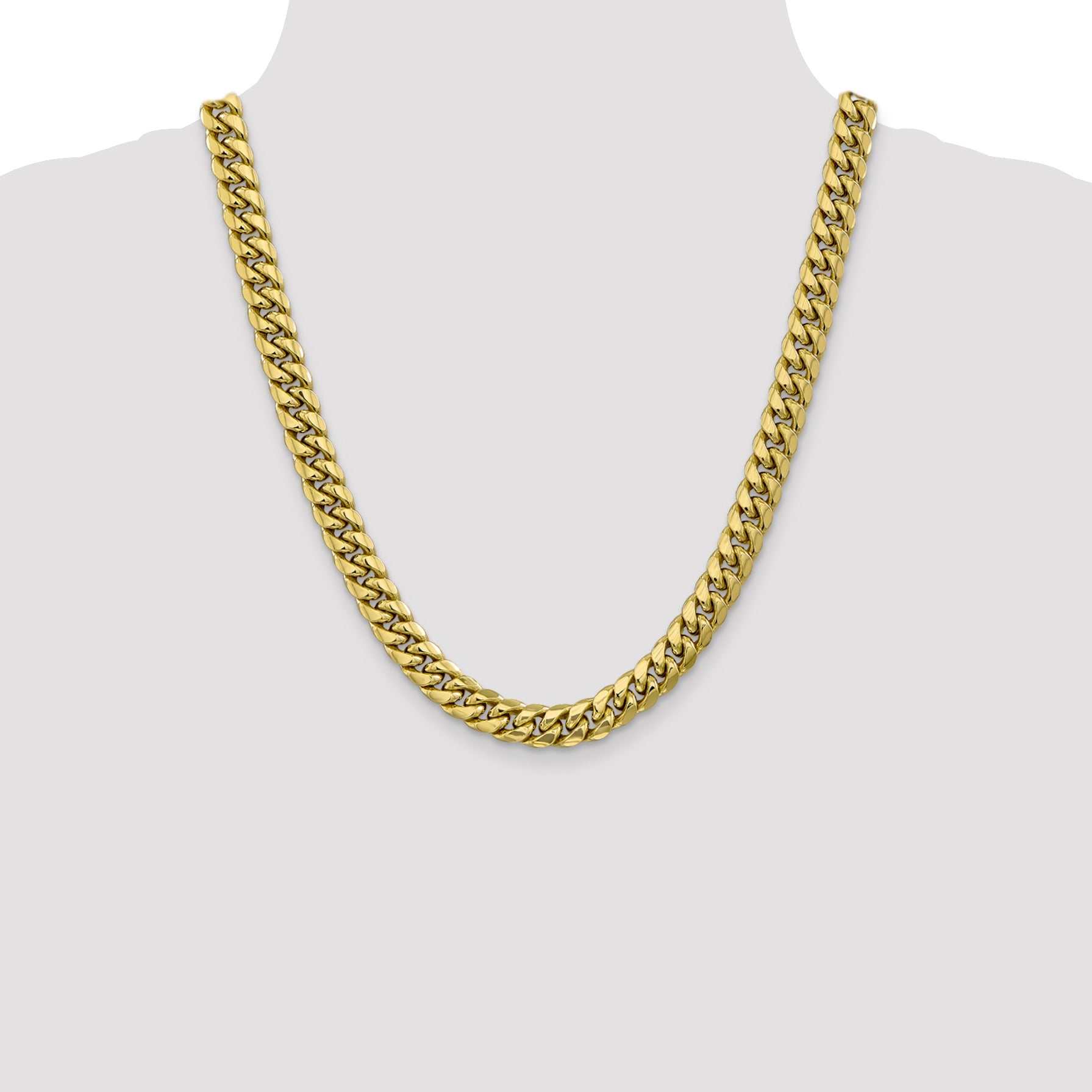 22 Inch 10K Semi-Solid 9.3mm Miami Cuban Chain Necklace