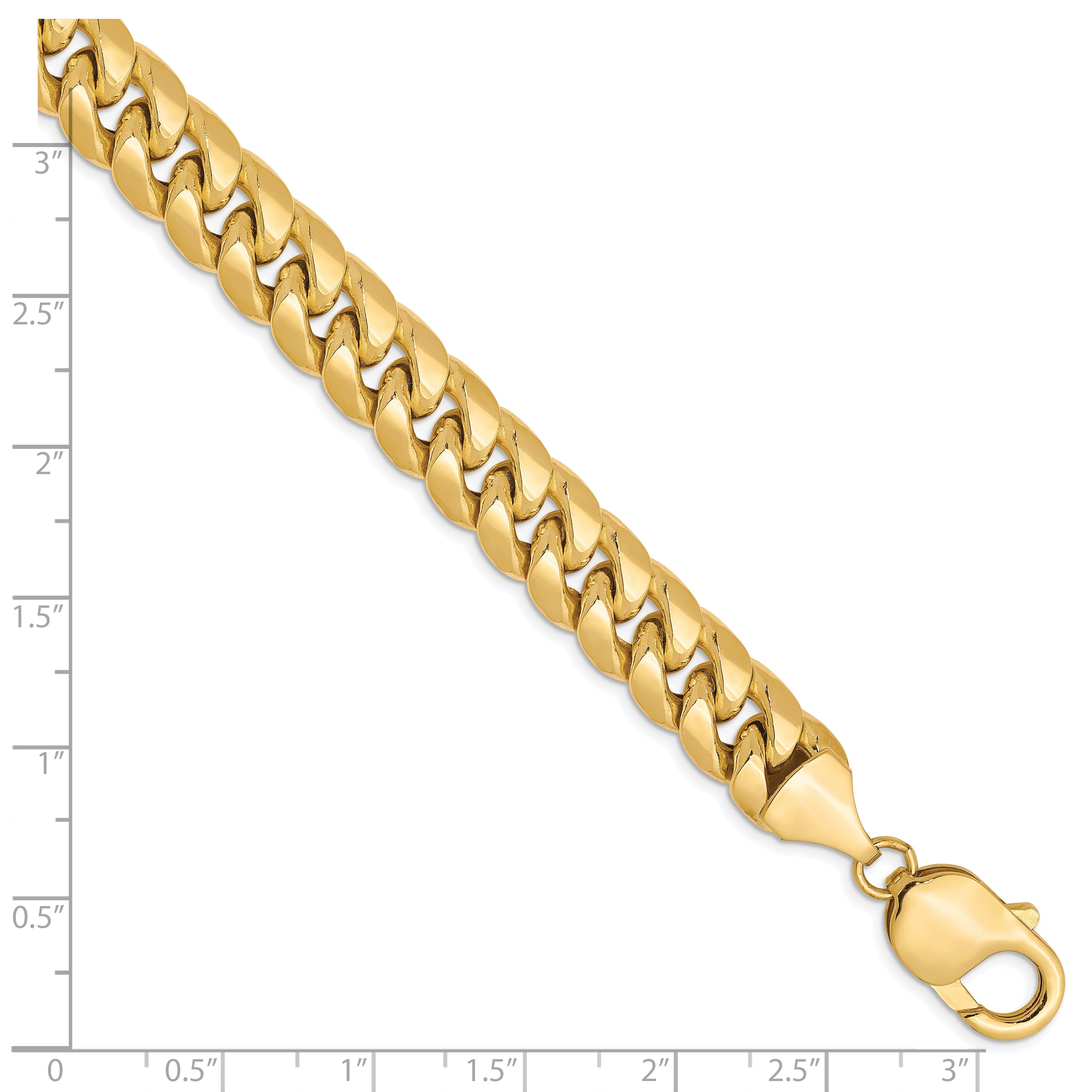 9 Inch 10K Semi-Solid 9.3mm Miami Cuban Chain Bracelet